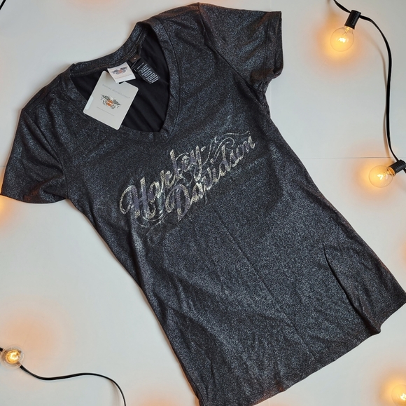 Harley Davidson Black/Silver Shimmer Tee - Picture 1 of 5